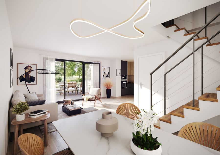 Rendu 3D intérieur maison — perspective photoréaliste